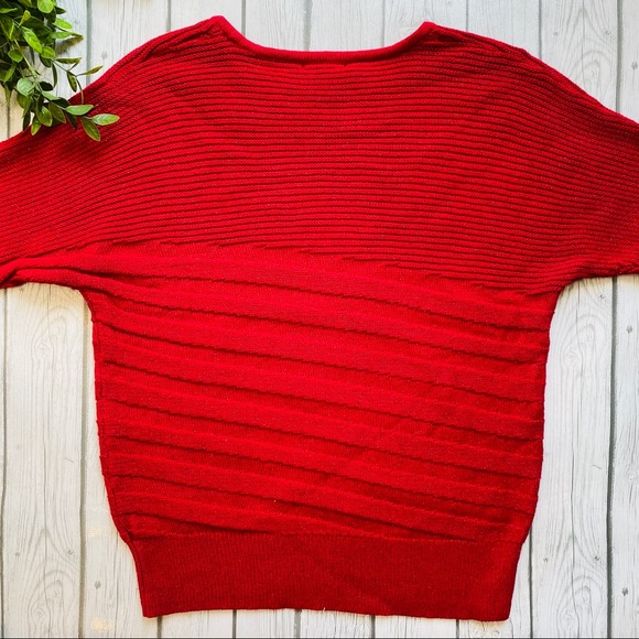 Alfani Metallic Red Ribbed Metallic Knit Sweater - Picture 4 of 5